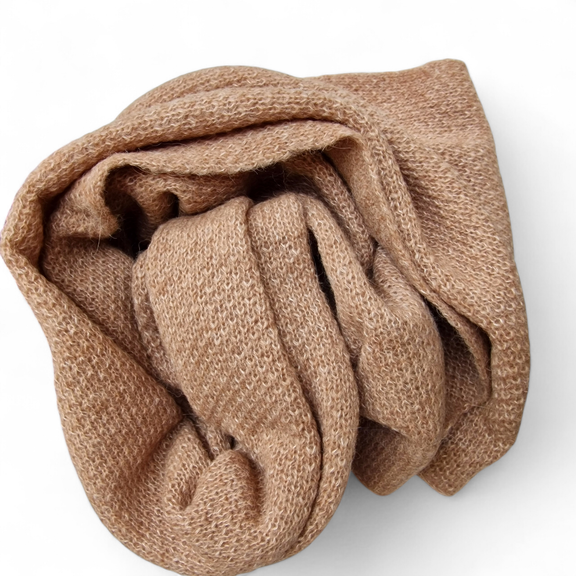 Wollschal aus Baby-Alpakawolle hellbraun  40 x 176