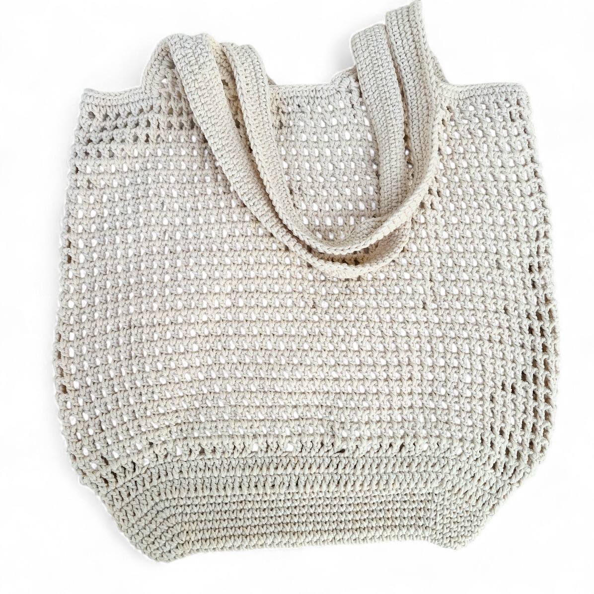 Shopper gehäkelt, Baumwolle, cremeweiß, 35x37 cm