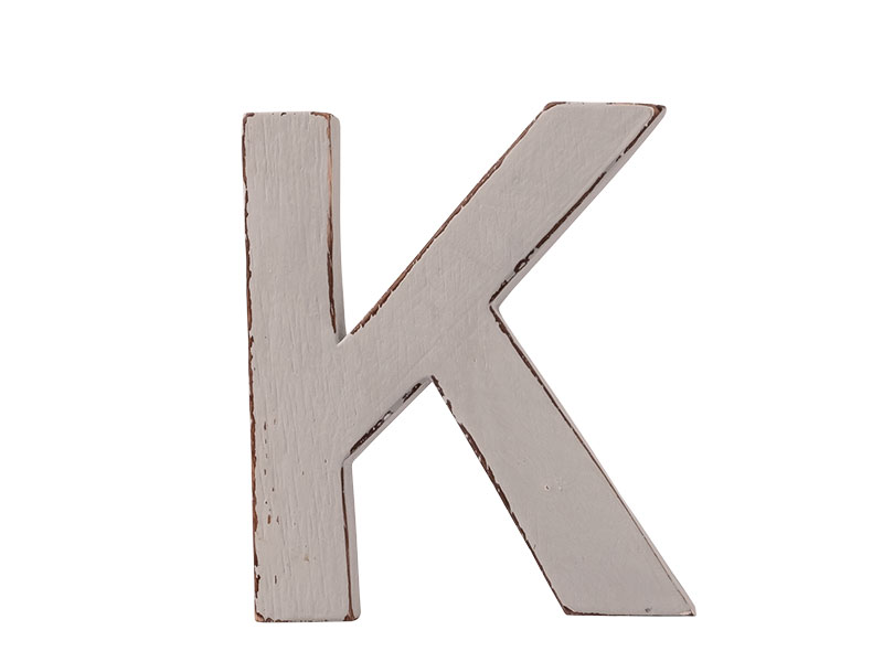 Holzbuchstabe 3D-Buchstabe Dekobuchstabe „K“ vintage hellgrau 12cm
