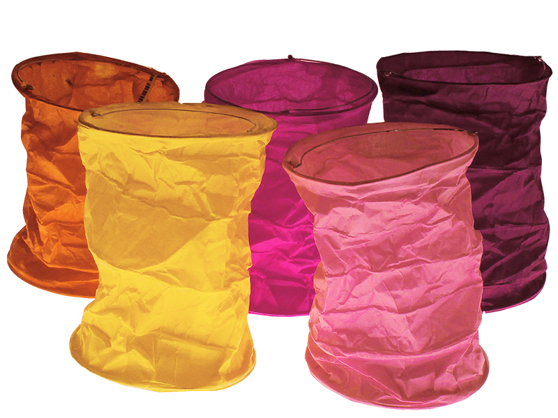 1912_0 Papierlampions Zylinderform S/5 pink/gelb/orange (L) 16,5 cm