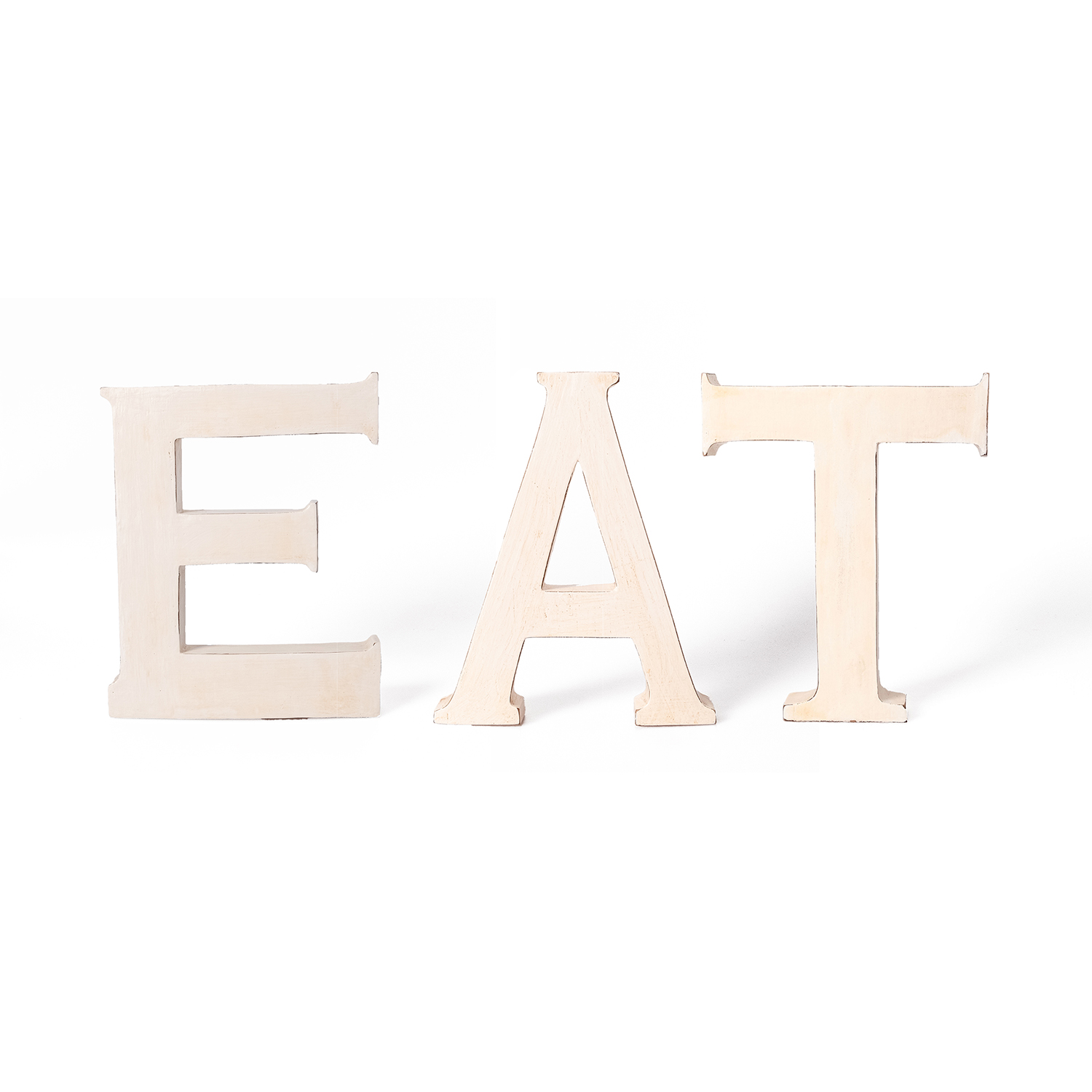 Eat-20cm Dekobuchstaben Schriftzug EAT aus Holz, vintage creme 20cm