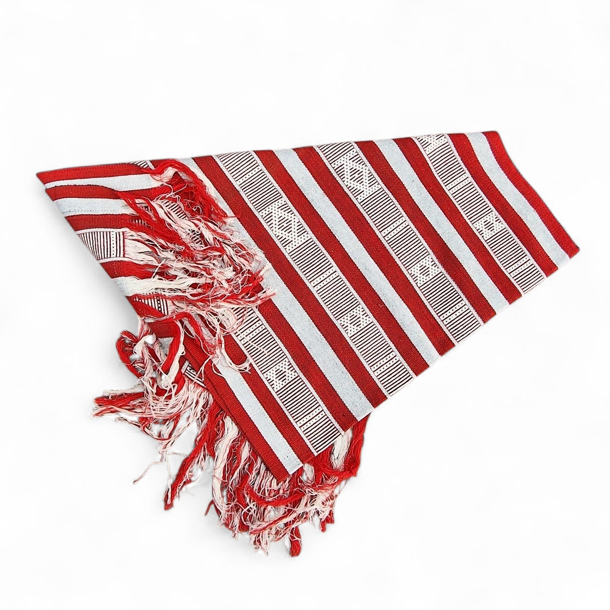 Tischläufer rot/weiß, handgewebt aus Sumba/Indonesien, Baumwolle, 45 cm x 146 cm