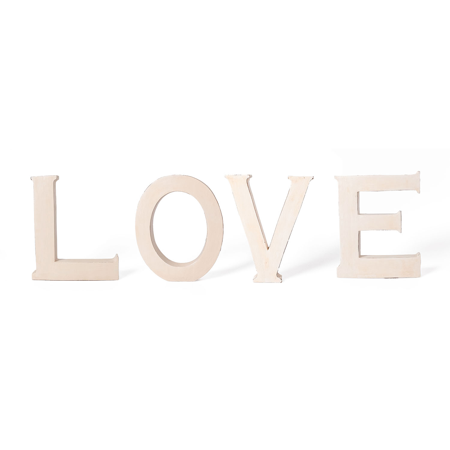 Dekobuchstaben Schriftzug LOVE aus Holz, vintage creme 20cm