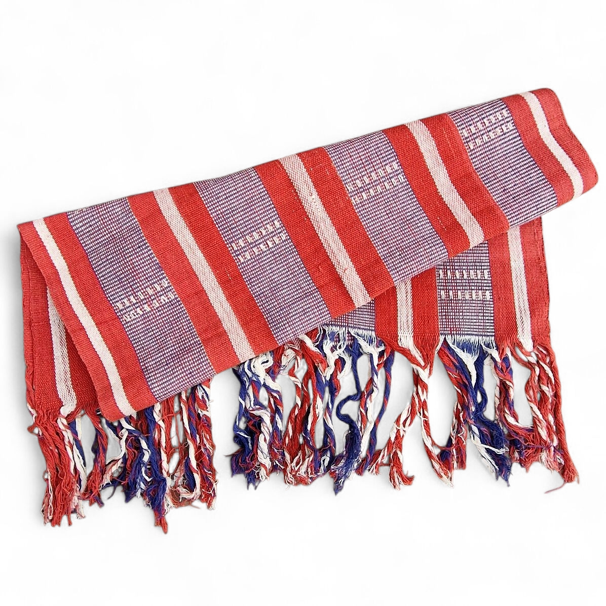 Tischläufer handgewebt rot/weiß/blau, Sumba, Indonesien, Baumwolle, 45 cm x 146 cm 