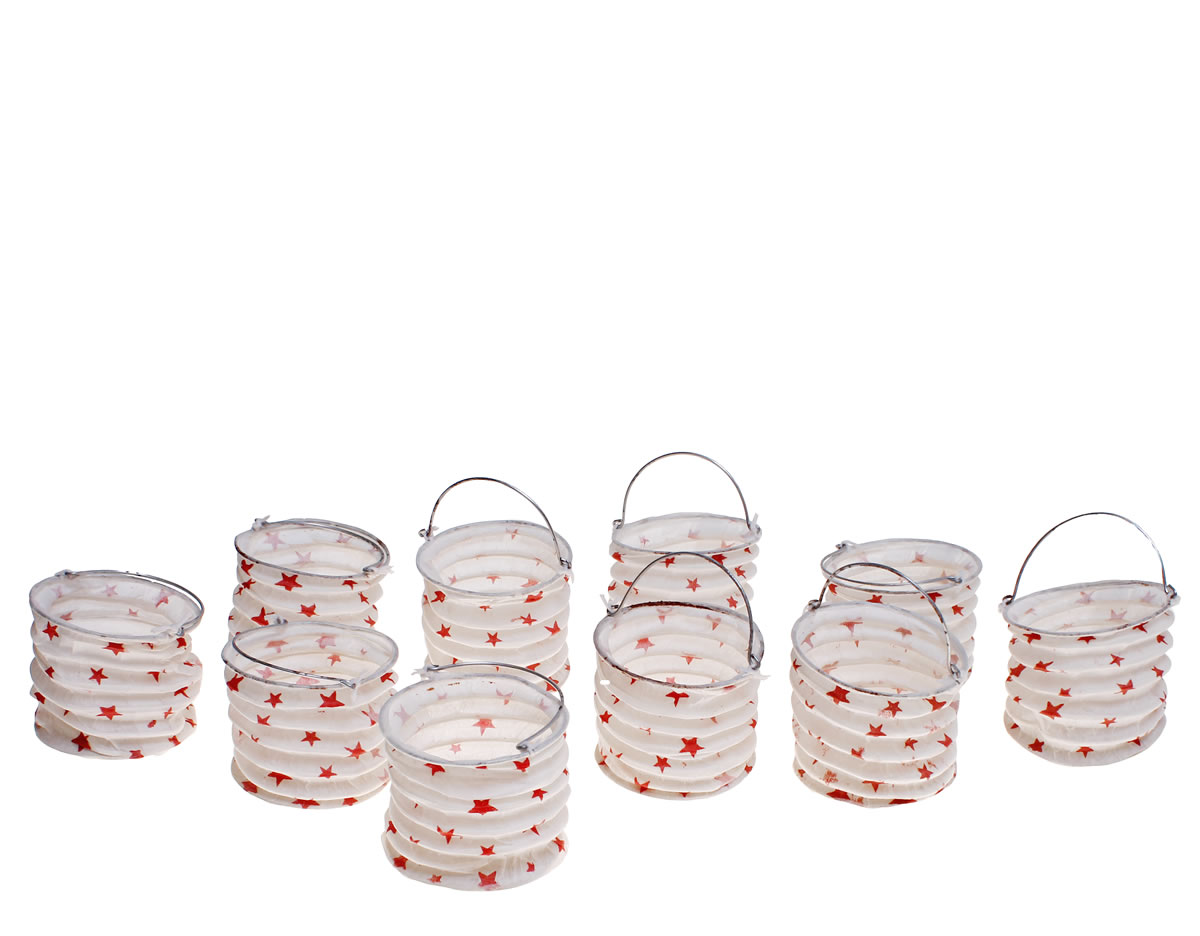 Papierlampions  Papierlaternen Lichtertüten S/10 Sterne rot (S)