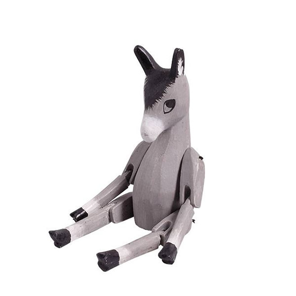 Holzfigur Kantenhocker Esel Dekoesel 16 cm