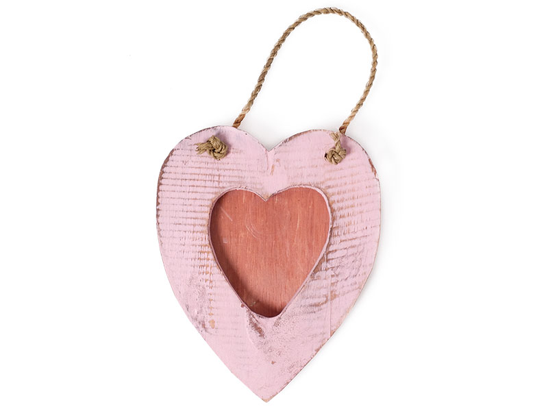Herzrahmen rosa Holz vintage