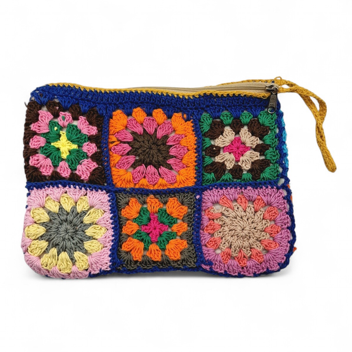 Granny Square Pouch bunt, handgemacht, Cotton 24x17 cm