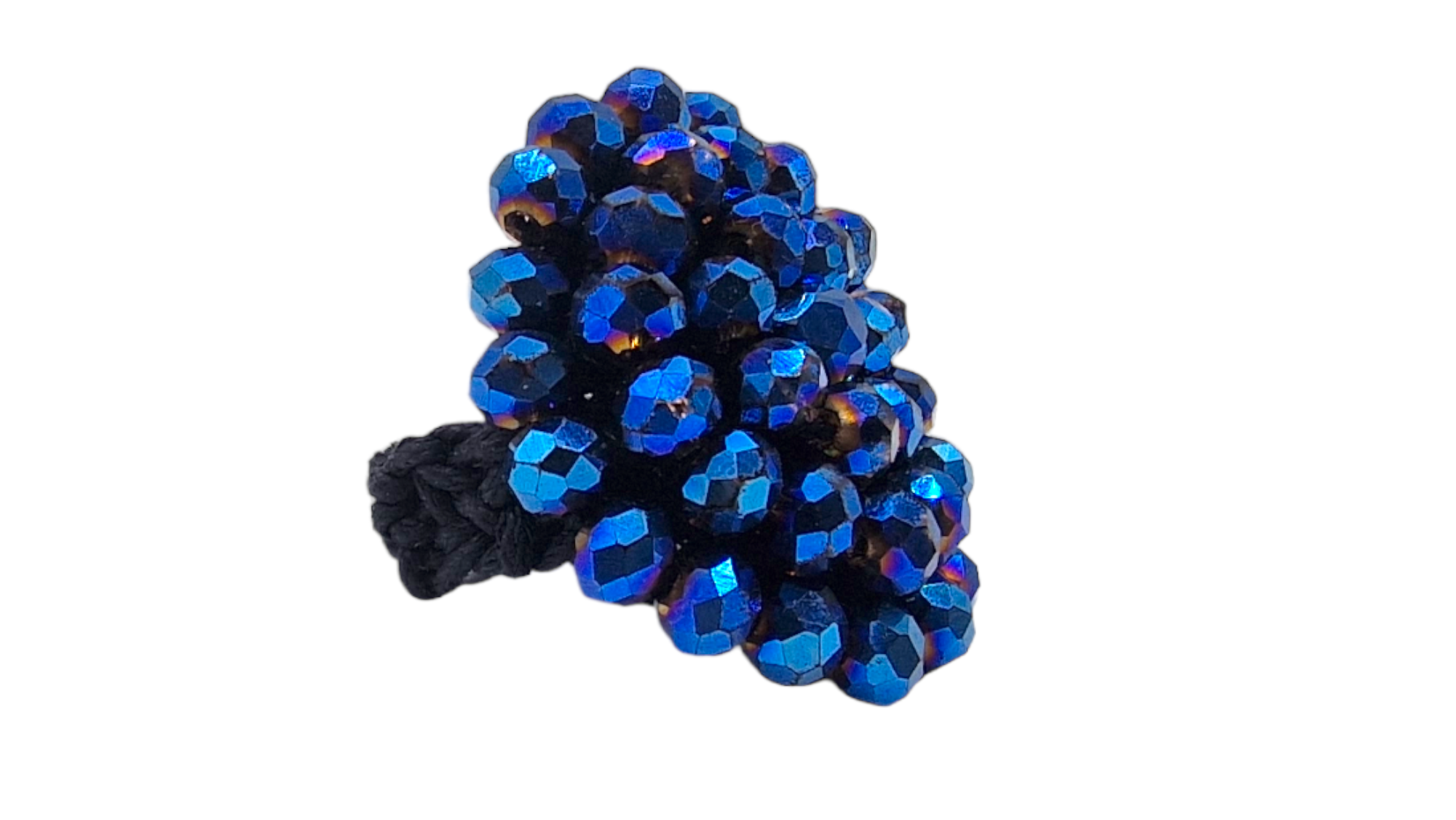 Bohoring Glitzerring Statement Ring, blau handgemacht
