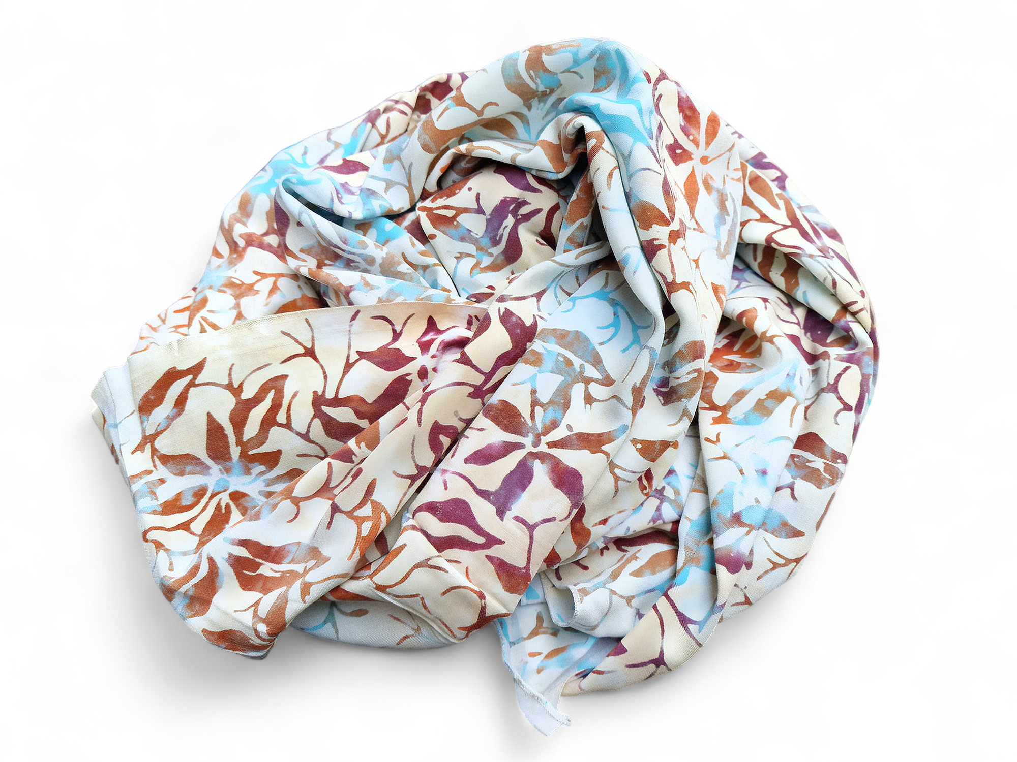 Sarong gebatikt floral in Pastelltönen beige/türkis/orange/lila