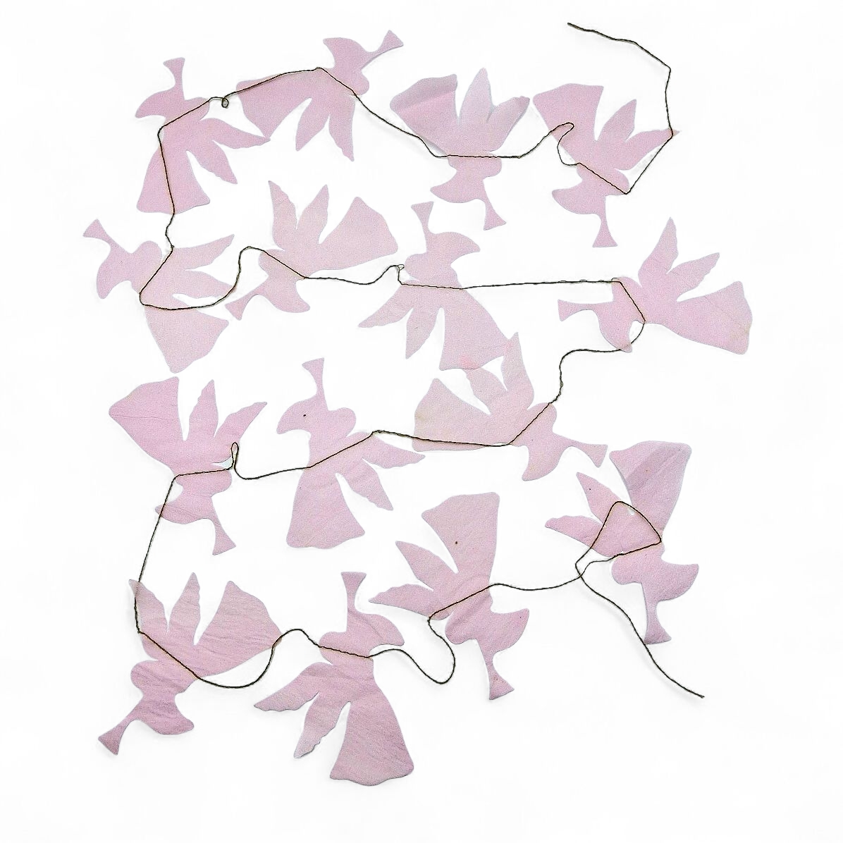 Engelgirlande S/3 leicht transparent aus Papier in Rosa