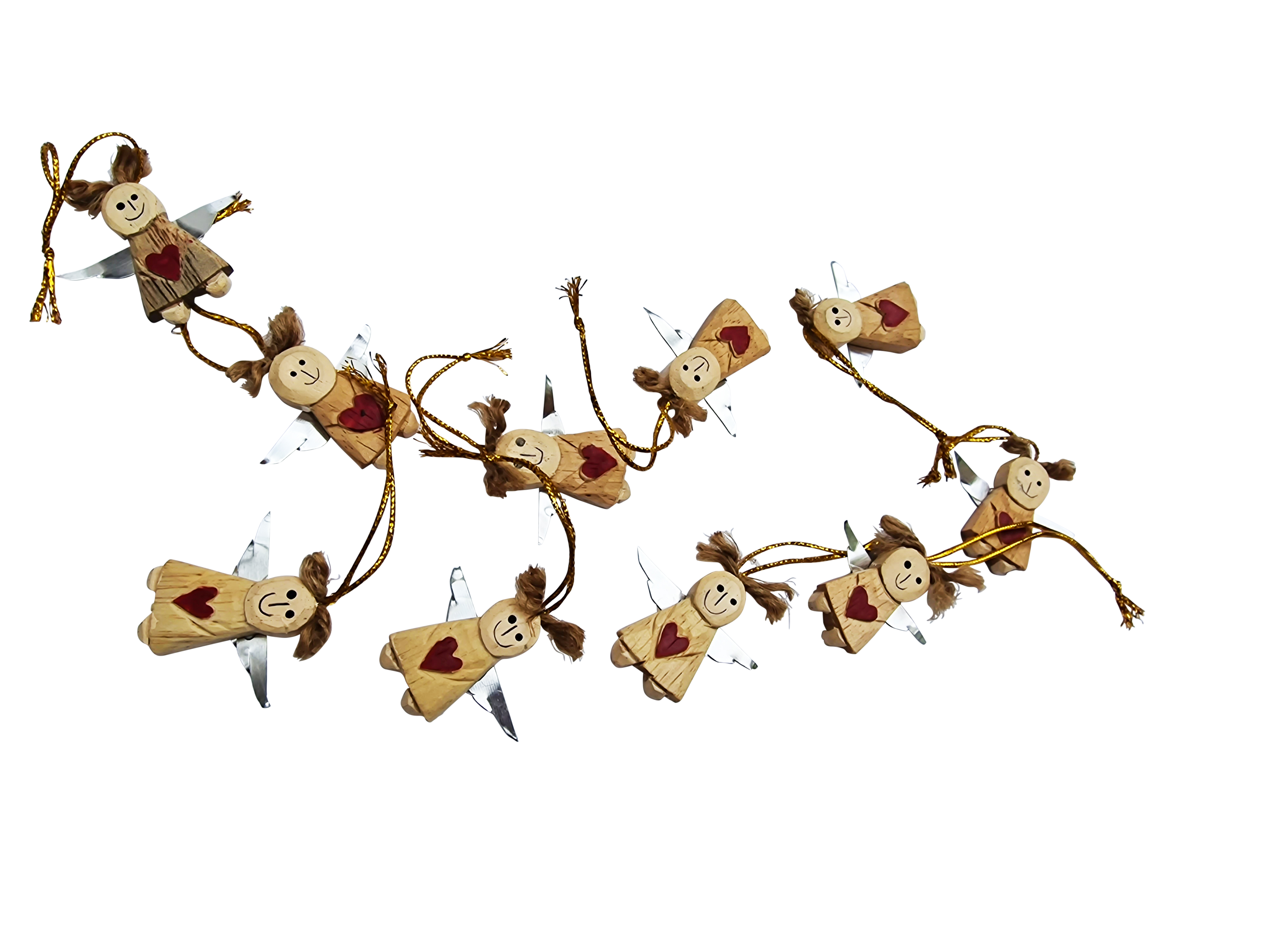 10x Engel 3,5cm Holz Engelanhänger vintage (Set/10)