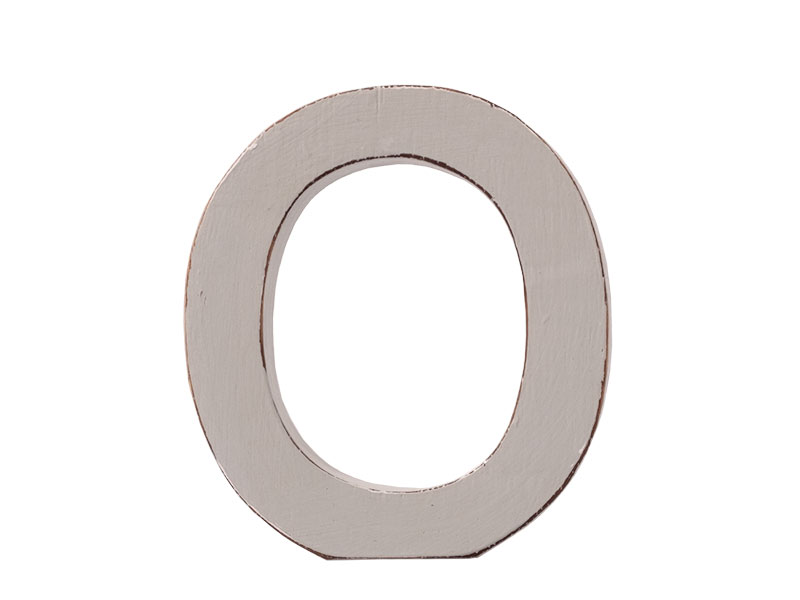 2658_0 Holzbuchstabe 3D-Buchstabe Dekobuchstabe „O“ 12cm hellgrau vintage