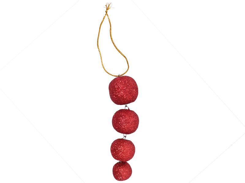 Baum Anhänger Kugelstring Glitzer rot