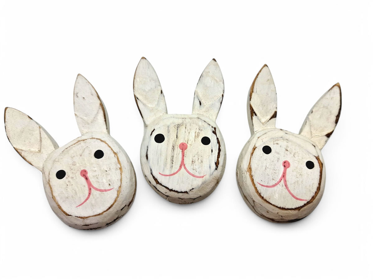Magnete Bunny Hasen weiß (S/3) aus Holz, handgemacht