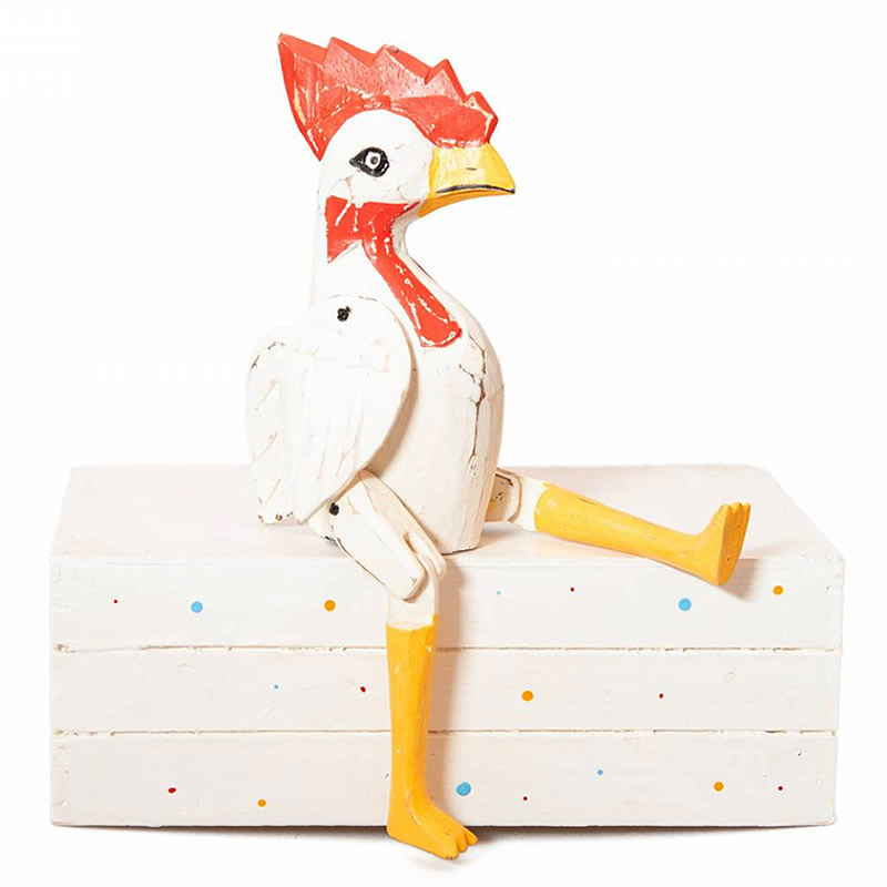 hahn-22cm Holzfigur Kantenhocker Hahn Dekohahn 22 cm