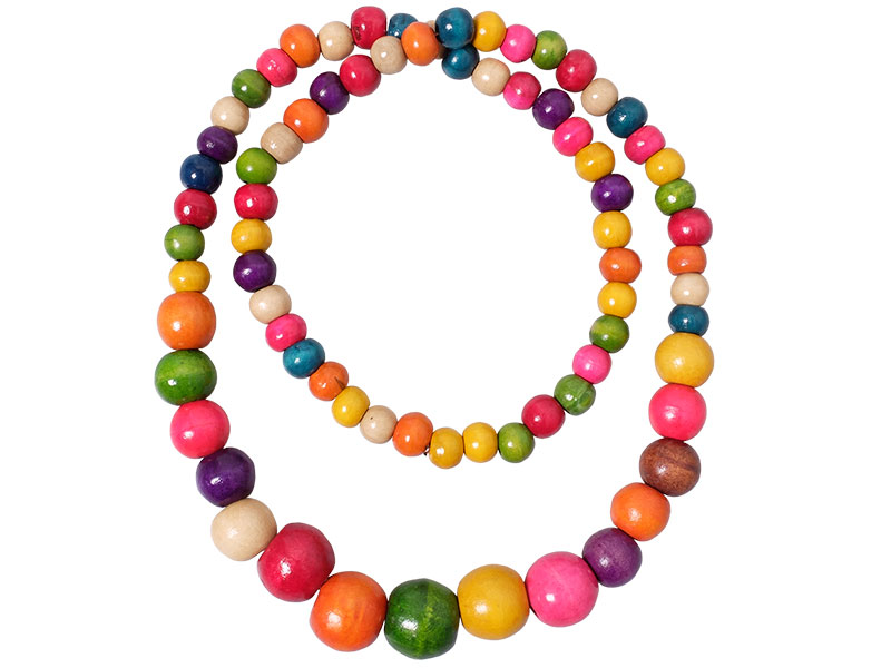 Kette Holzperlen bunt Holzperlenkette Holzkette