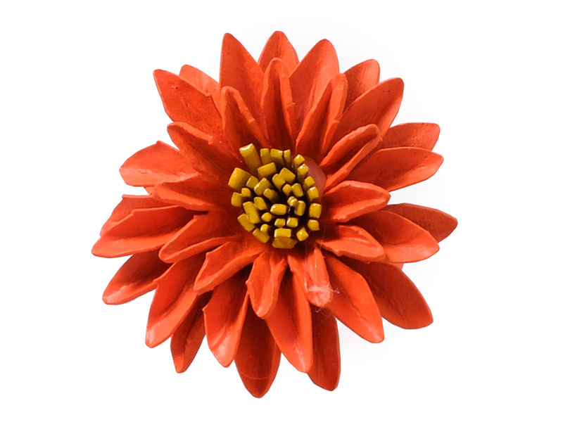 2380_0 Blumenring neon/orange aus Leder