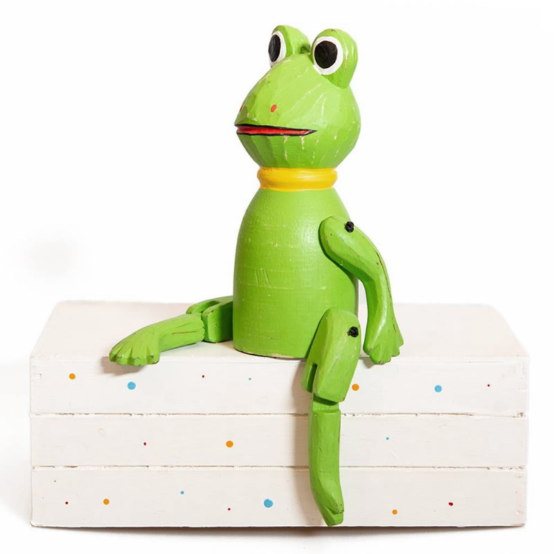 Holzfigur Kantenhocker Frosch Deko-Frosch 22 cm