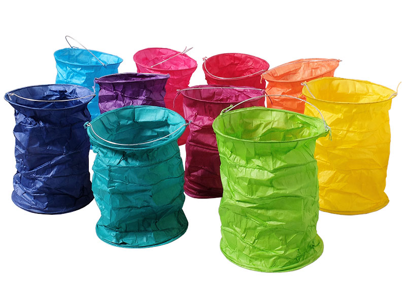 1804_0 Papierlampions Papierlaternen S/10 Rainbow (Höhe 16-18 cm) im crushed-Look