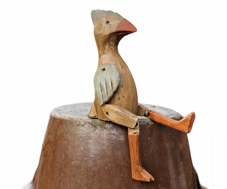 Kantenhocker Huhn aus Holz im Antiklook 16 cm