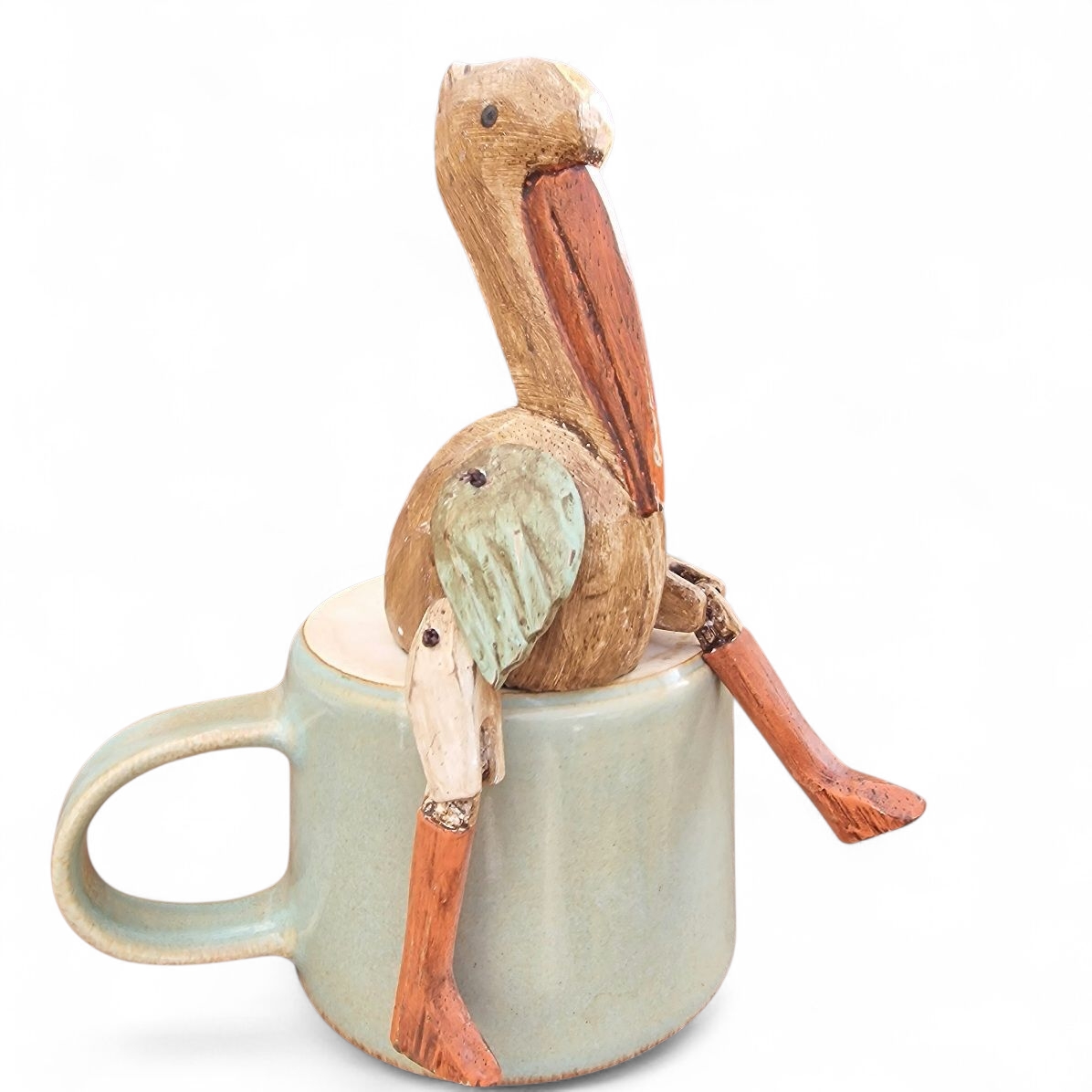 Pelikan Kantenhocker aus Holz 15,5 cm, handgemacht