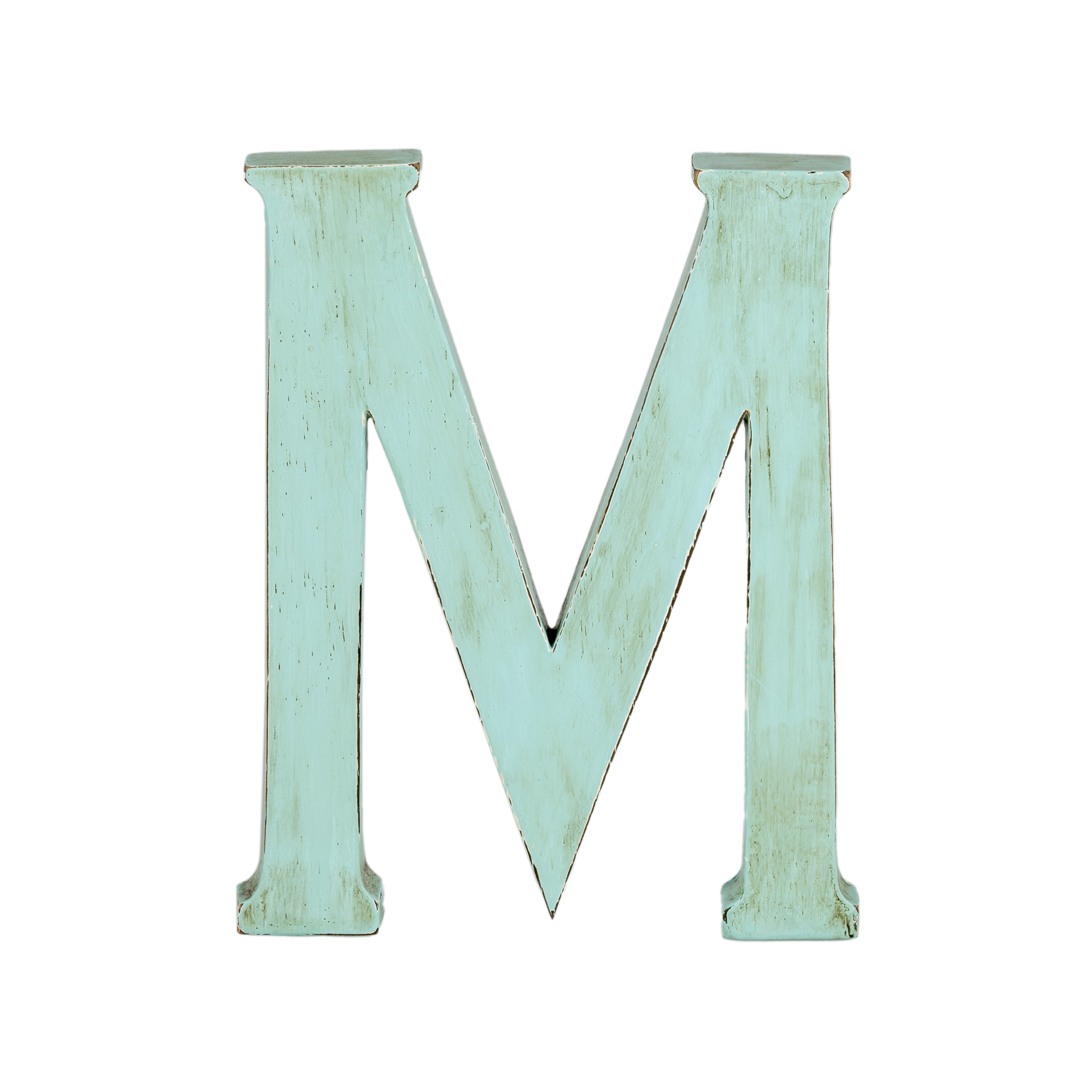 2778_0 Holzbuchstabe "M", türkis, aus Holz 20cm