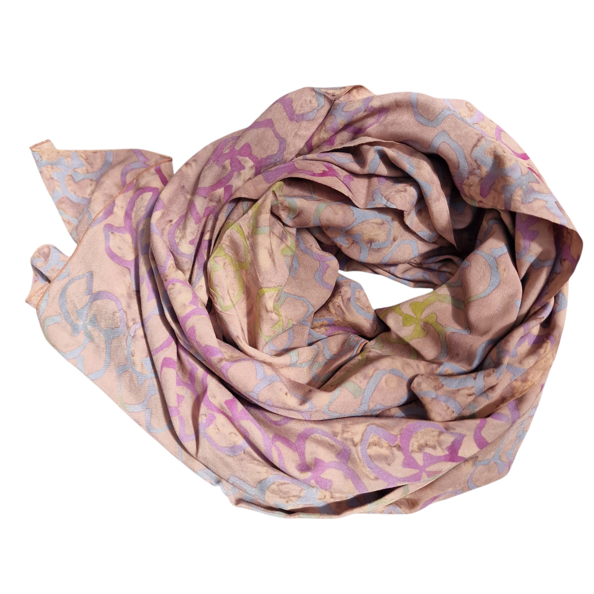  Bali Sarong Viskose in beige mit Pastell-Muster