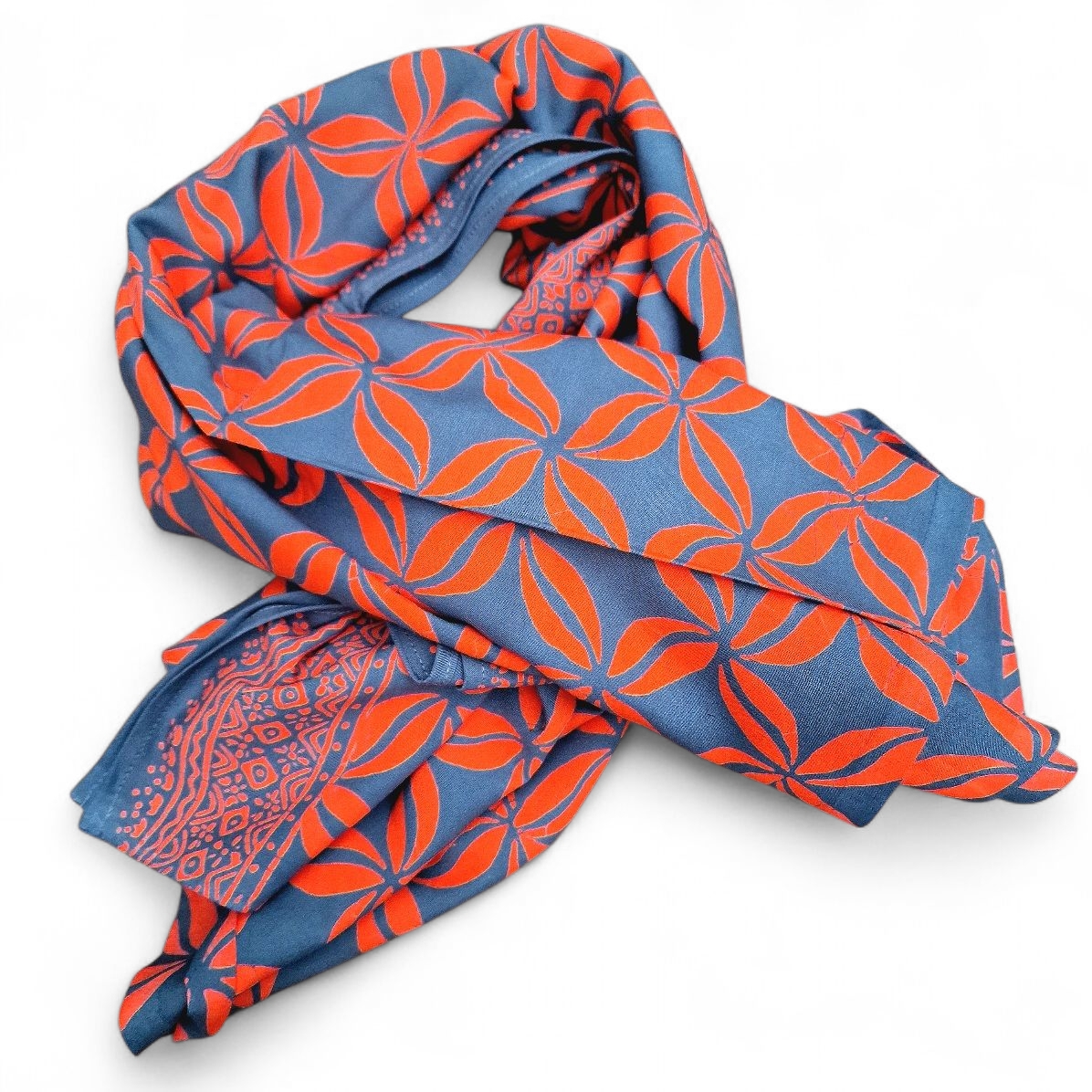 Sarong/Wickeltuch 100% Viskose, rot- dunkelgrün