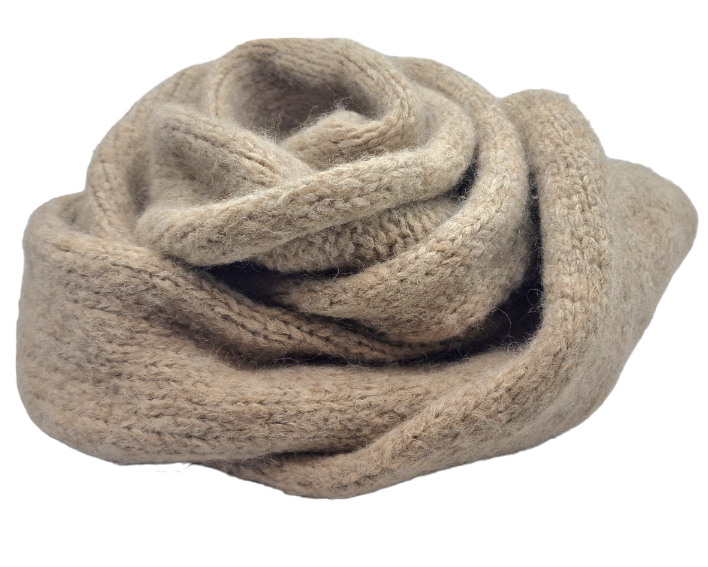 Wollschal in Loopform, Schlauchschal aus Baby-Alpakawolle beige natur