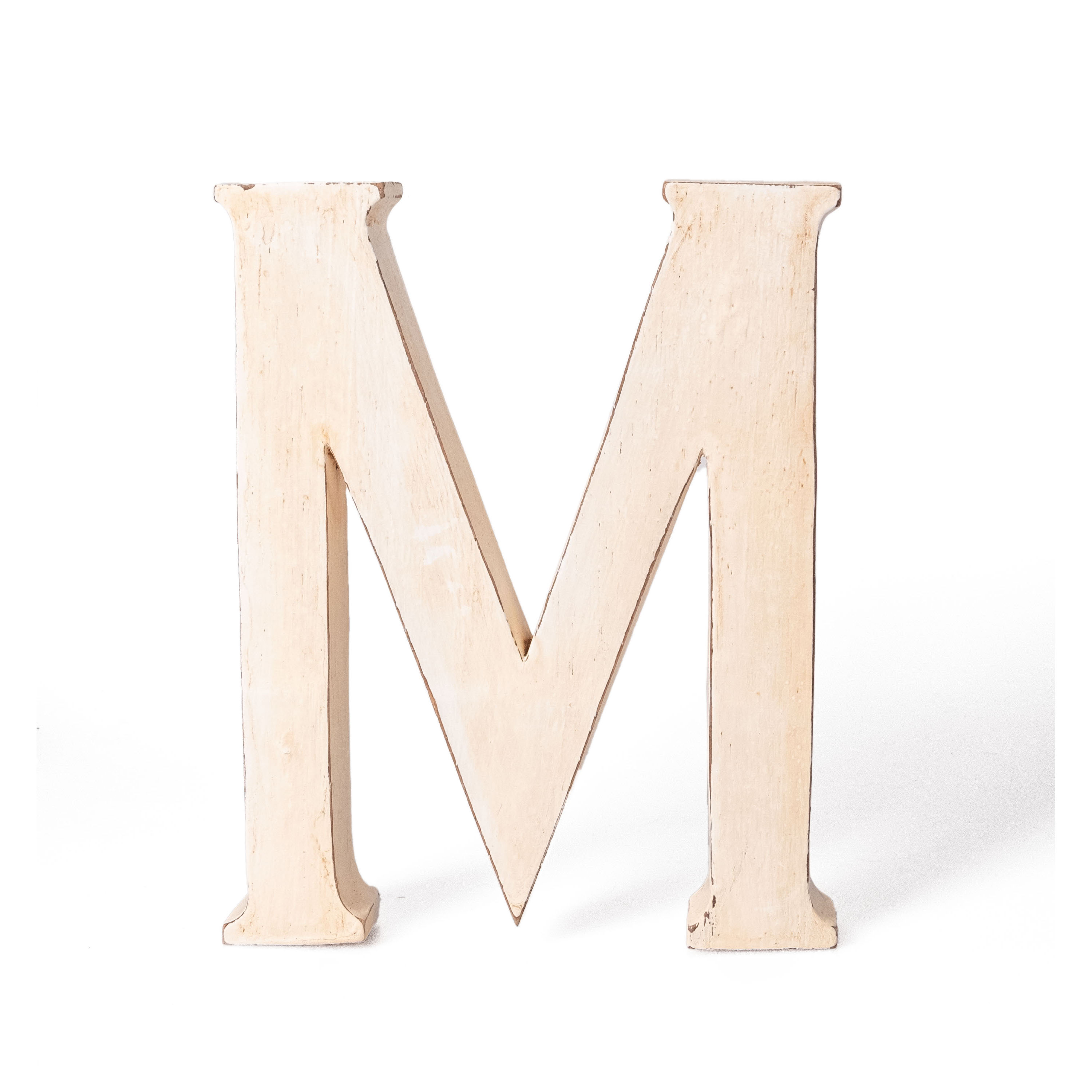 Holzbuchstabe Vintage "M" 20cm Buchstabe aus Holz zum Aufstellen, handgemacht