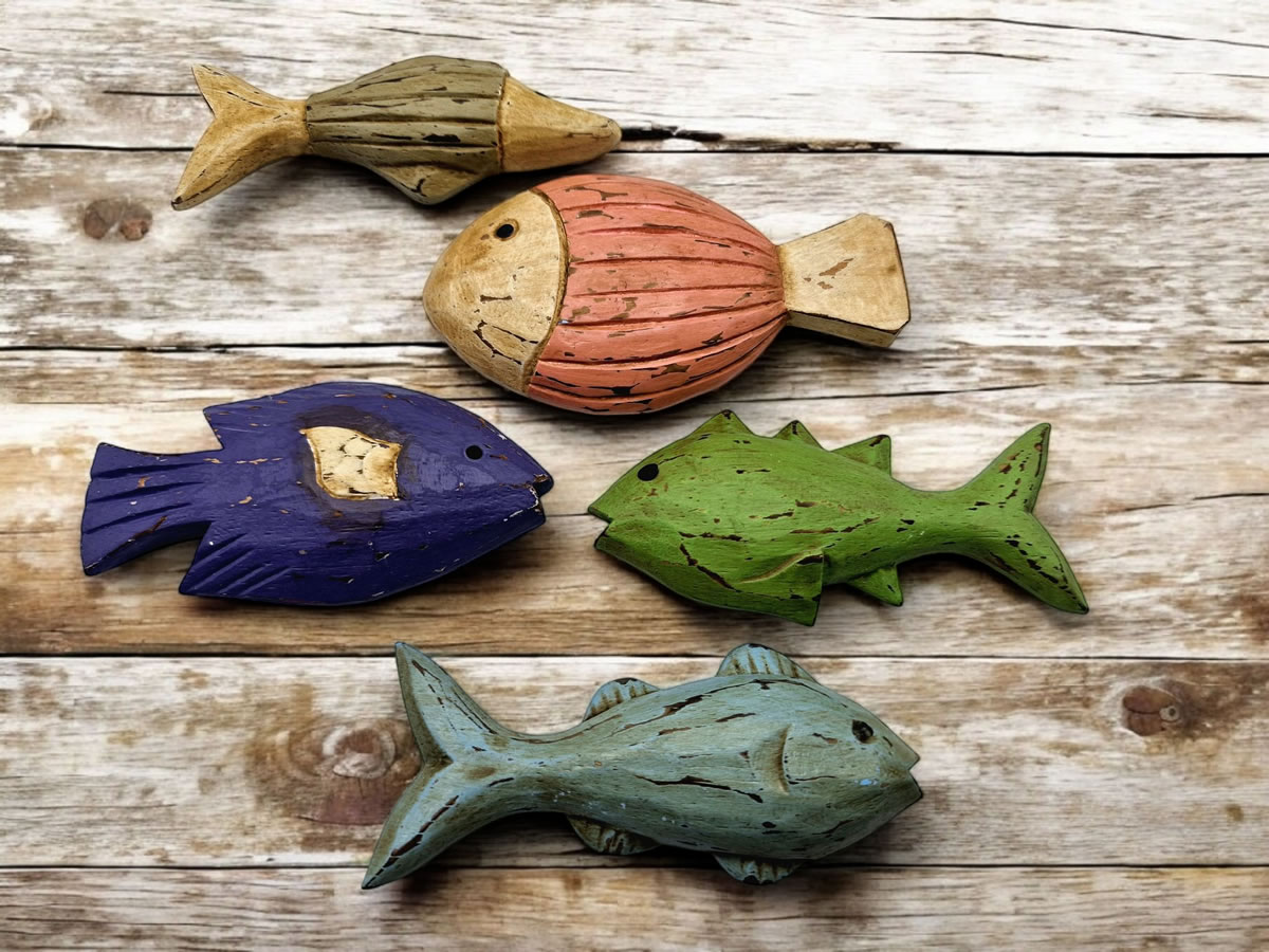 5 bunte Magnetfische