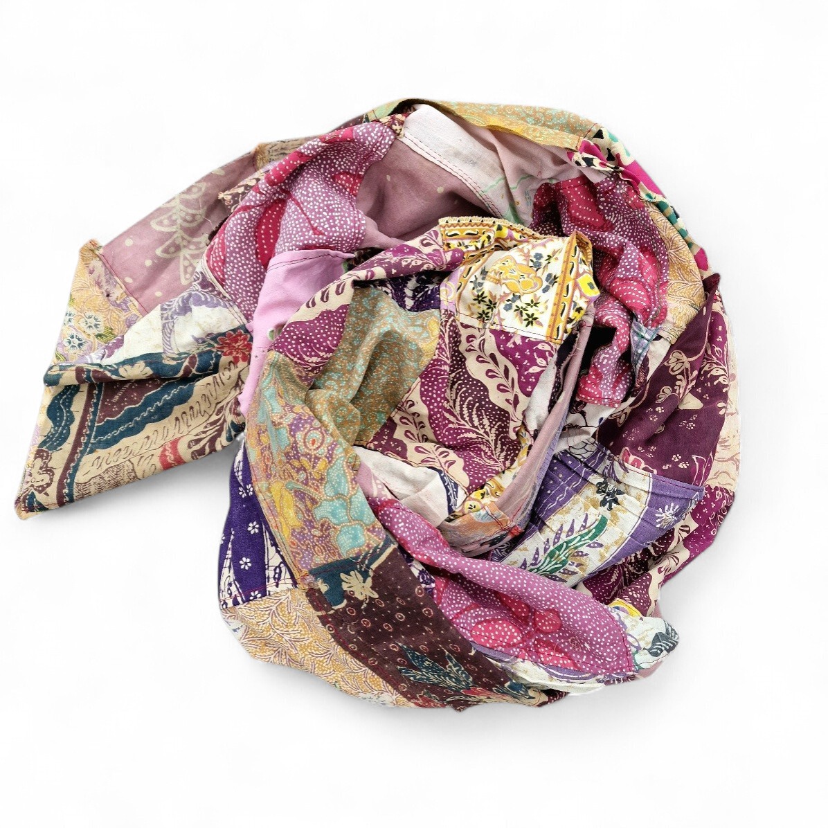 Sarong rosa Pareo Patchworkdecke aus Stoffresten Pastelltöne -  U N I K A T