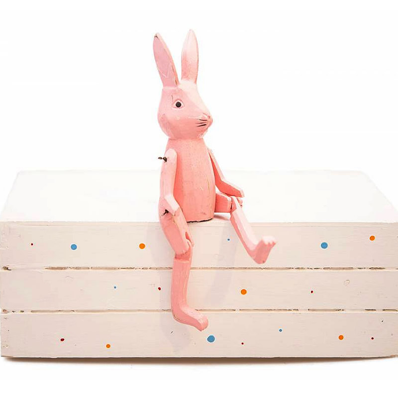 osterhase-rosa-3 Holzfigur Kantenhocker Hase Dekohase 16cm (pink)