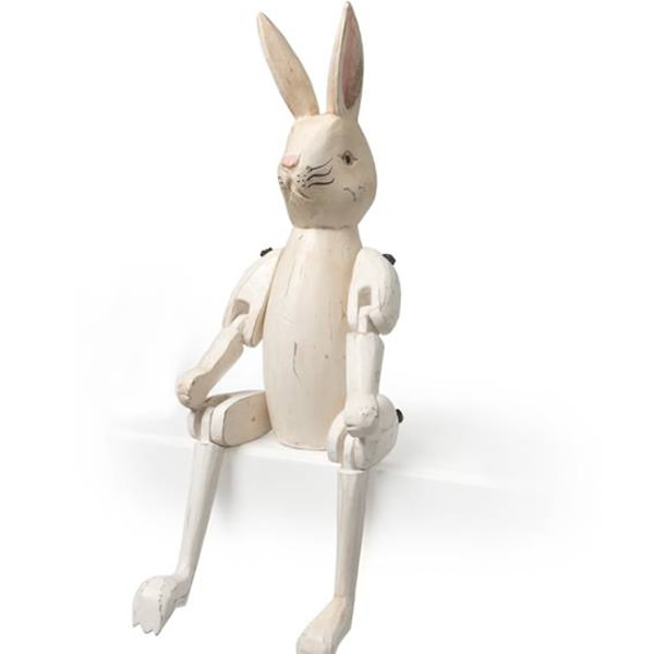 hase-weiss-22cm Holzfigur Kantenhocker Hase Dekohase (weiß) 28 cm