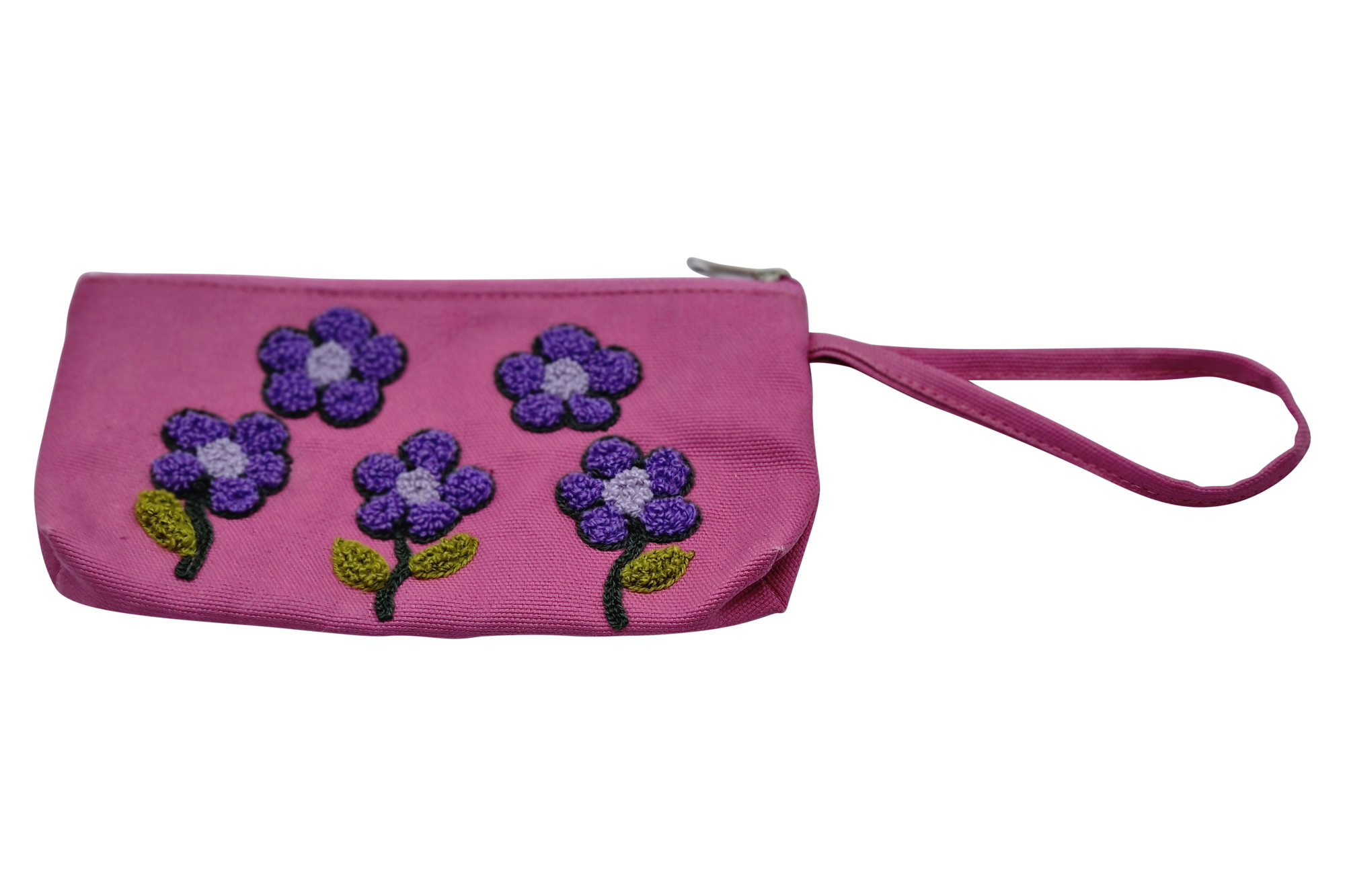 Kosmetiktasche Clutch  rosa, lila Blumen bestickt