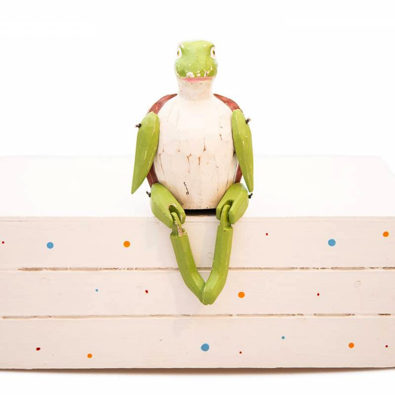 Holzfigur Kantenhocker Schildkröte 16 cm