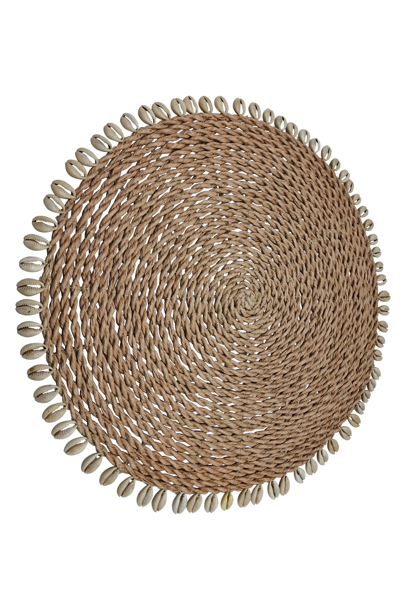 Untersetzer Tischset rund Korboptik altrosa mit Muscheln