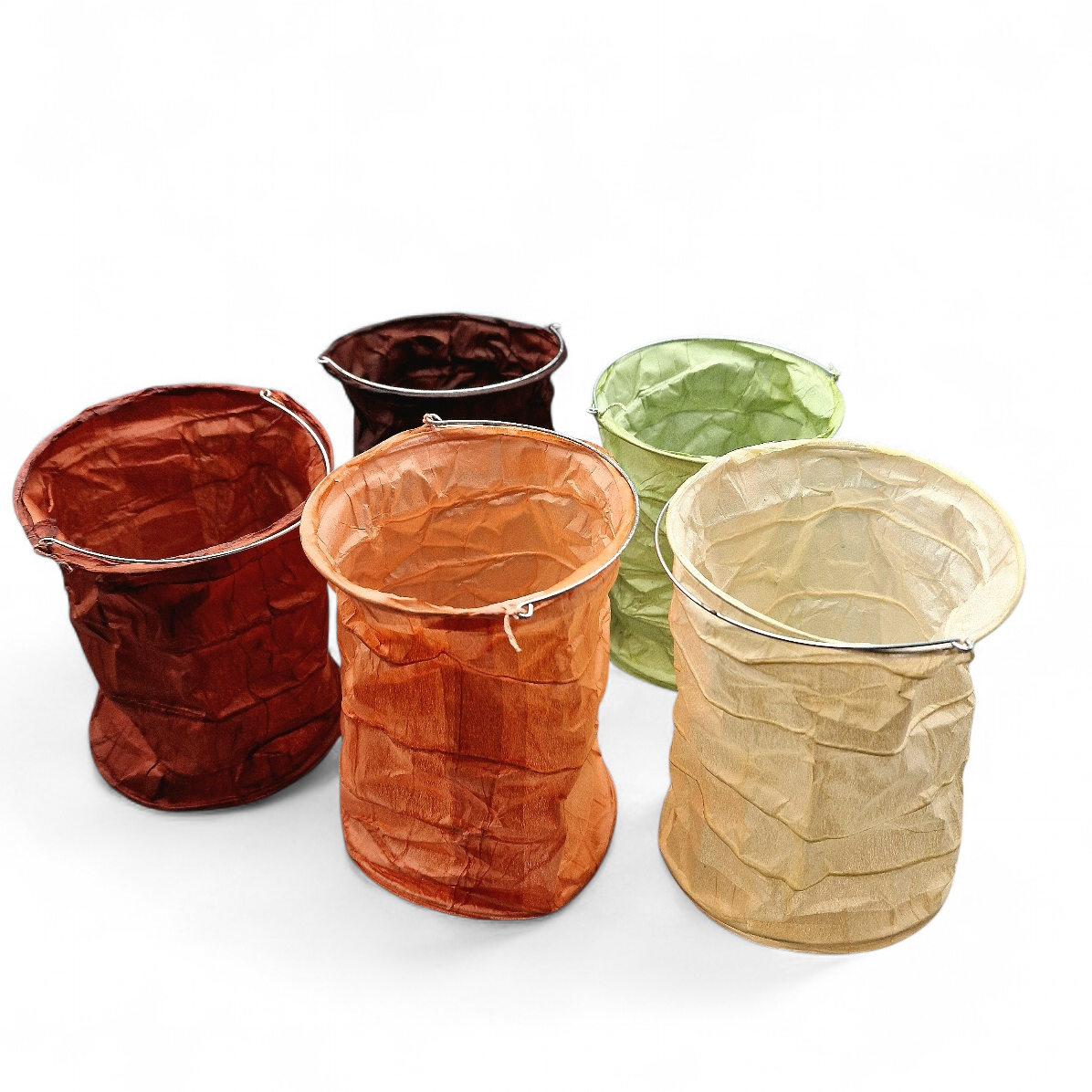 Papierlampions S/5 NATUR (M) 12cm: braun, rostrot, zimt, salbeigrün, beige