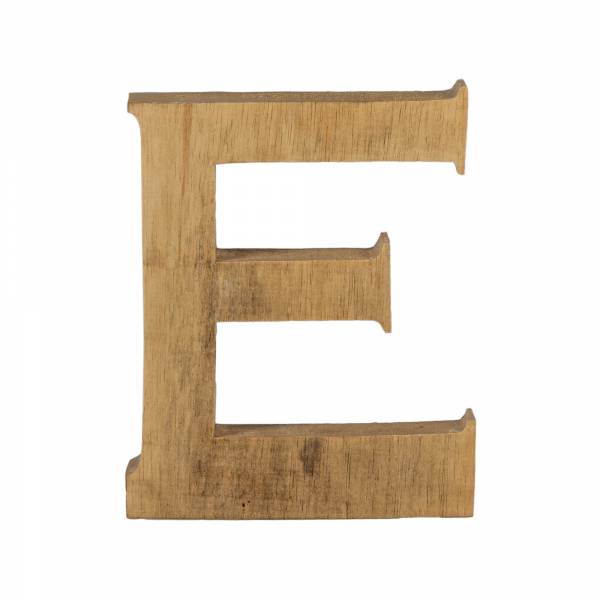 Holzbuchstabe E (medium), natur, aus Holz