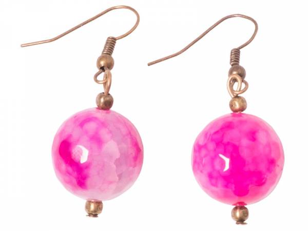Ohrhänger Glasperle pink