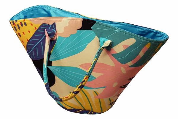 Shopper Einkaufstasche Fahrradtasche MONSTERA rosa-türkis