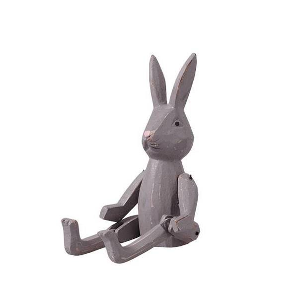 Holzfigur Kantenhocker Hase Dekohase 16 cm (grau)