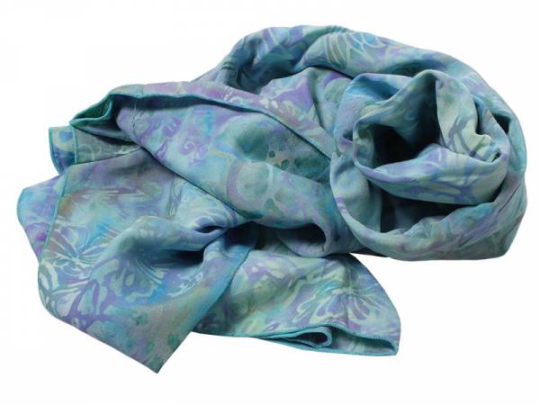 Sarong Wickeltuch Pareo, grün-blau-lila, handgemacht, floral