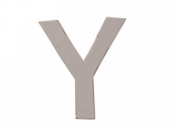 Dekobuchstabe 3D-Buchstabe Holzbuchstabe „Y“ 12cm vintage hellgrau