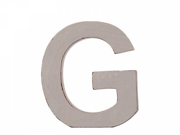 3D-Buchstabe Holzbuchstabe Dekobuchstabe „G“ hellgrau vintage 12cm