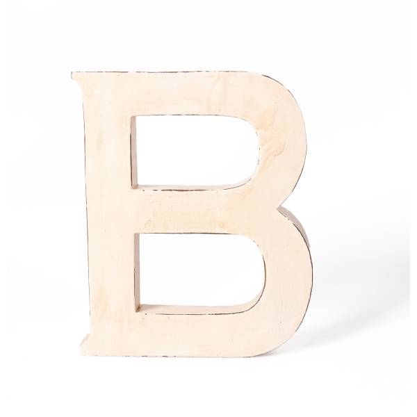 Holzbuchstabe Vintage B (20 cm) Dekobuchstabe zum Aufstellen in creme weiß