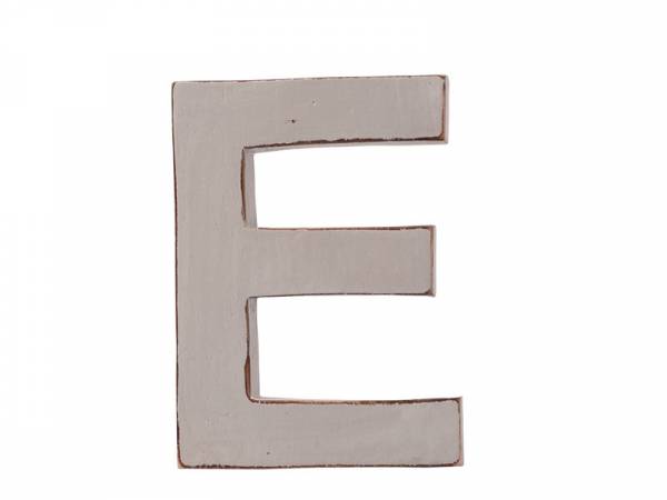 Dekobuchstabe 3D-Buchstabe Holzbuchstabe 12cm „E“ hellgrau vintage