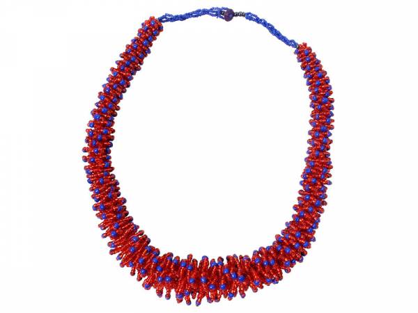 Kette Glasperlen (rot-blau)