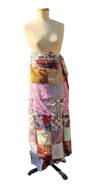 Sarong Pareo Patchworkdecke aus Stoffresten Pastelltöne - U N I K A T